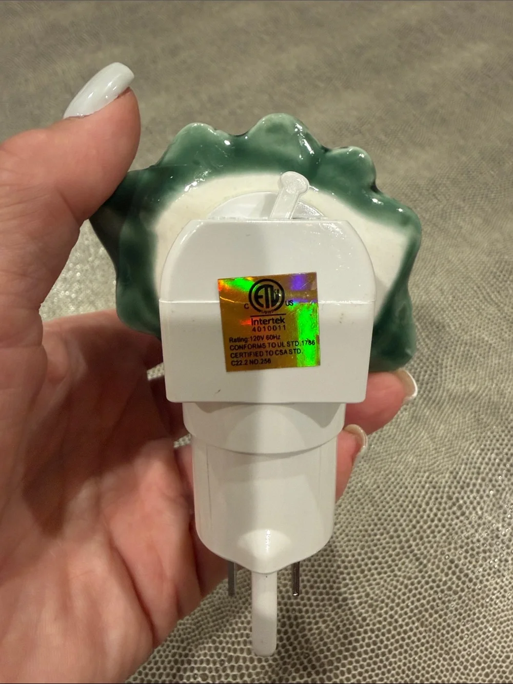 Retro Ceramic Green 360° Christmas Tree Night Light with Multicolor Bulbs